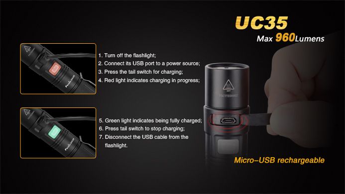 TORCIA RICARICABILE FENIX UC35 960 lm - immagine 2